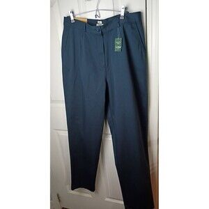 LL Bean Woman 14MT Blue Pleated Khaki Pants Straight Pocket office casual norm